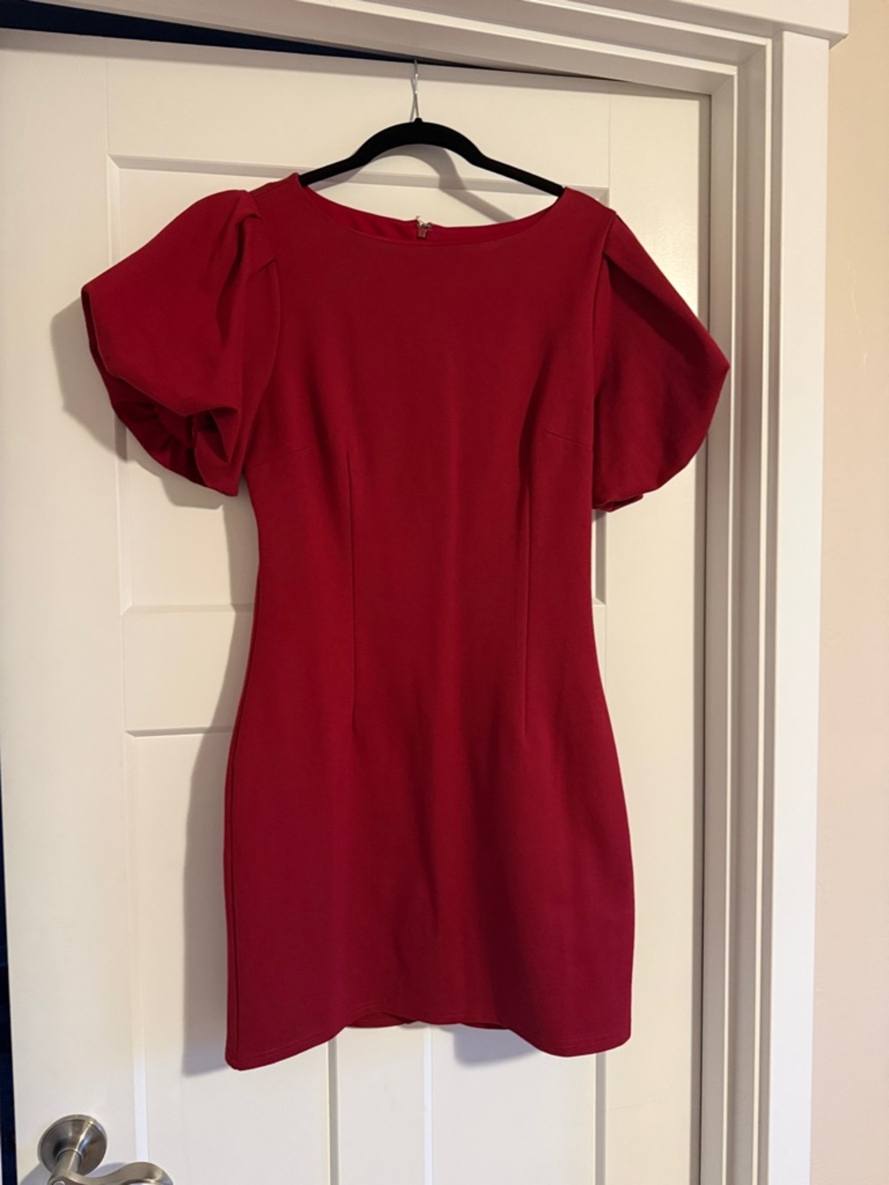 Lina Red Puff-Sleeve Mini Dress